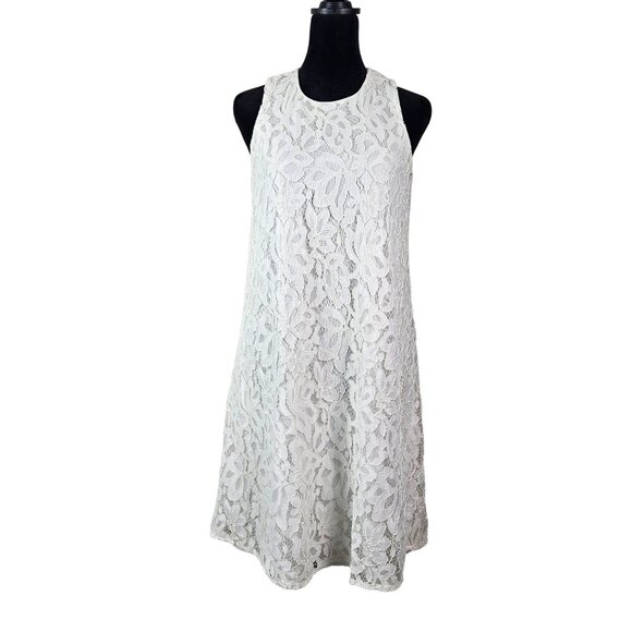 Tommy Hilfiger Womens White Lace A-Line Dress Size 4 Party Wedding Lace Overlay - Picture 1 of 10